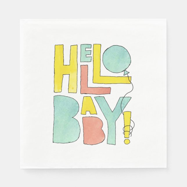 Hello Baby Welcome to Newborn New Baby Birth Napkins (Front)