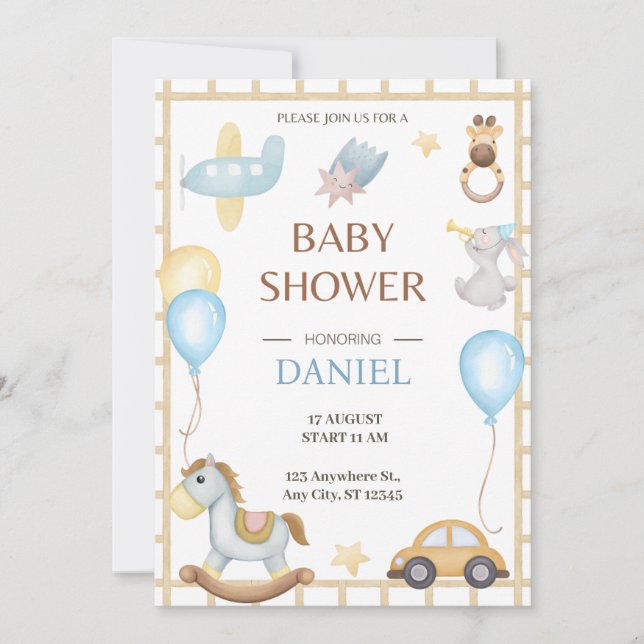 Hello Baby | Whimsical Toys Baby Shower Invitation (Front)
