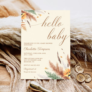 Hello Baby Wildflower Baby Shower Invitation