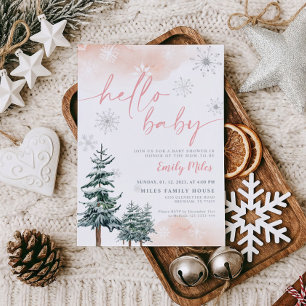 Hello Baby, Winter baby shower invitation girl