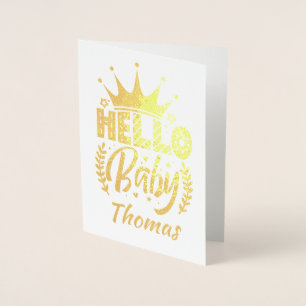 Hello Baby with Crown Baby's Name Foil Card