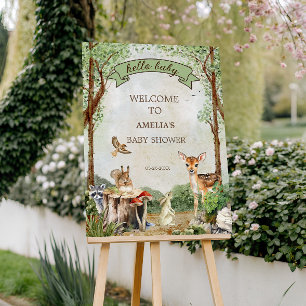 Hello Baby Woodland Welcome Sign Forest Animals