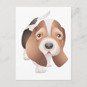 Hello Basset Hound Puppy Dog Red Love, Friendship Postcard