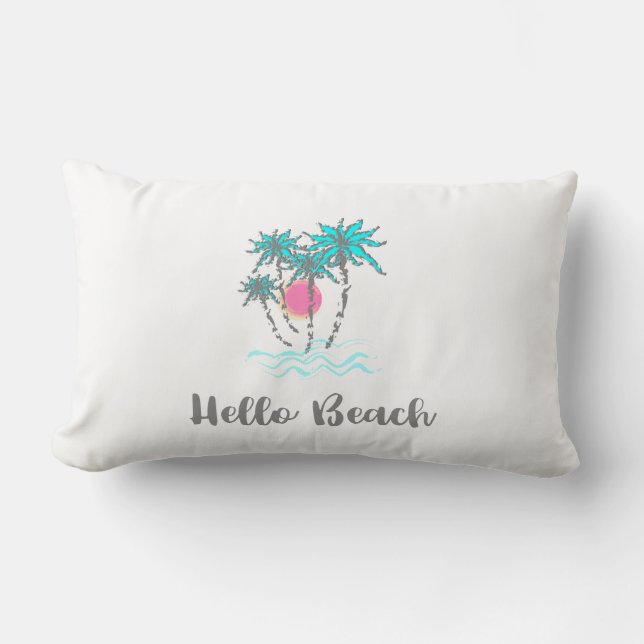 Hello Beach  Tropical  Summer Unique Lumbar Pillow (Front)