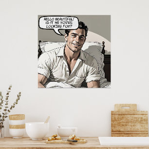 Hello Beautiful 1950's Romance Comic Poster