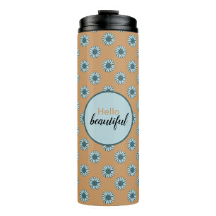 Hello Beautiful Blue Sunflowers Thermal Tumbler