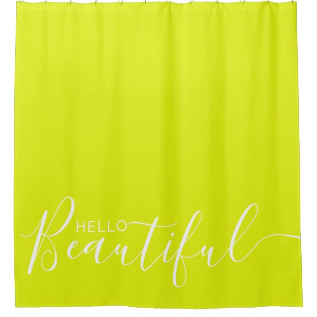Hello Beautiful Chartreuse White Girly  Shower Curtain (Front)