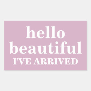 HELLO BEAUTIFUL CUSTOMIZED TEXT AND LOGO STYLISH  RECTANGULAR STICKER