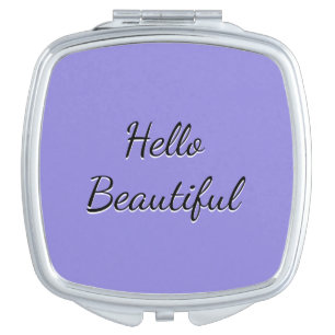 "Hello Beautiful" Cute Girly Violet Compact Mirror