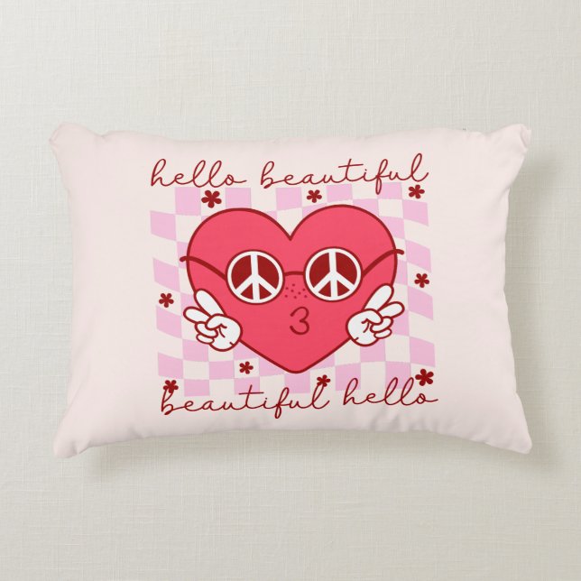 Hello Beautiful | Cute & Heartfelt Accent Pillow (Front)