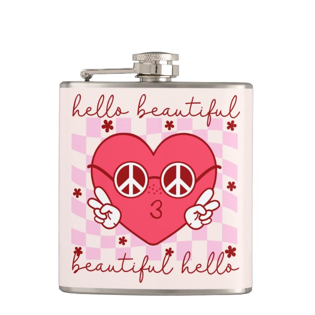 Hello Beautiful | Cute & Heartfelt Flask (Front)