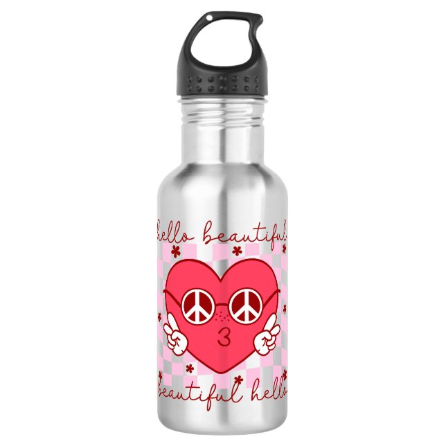Hello Beautiful | Cute & Heartfelt Stainless Steel Water Bottle (Front)