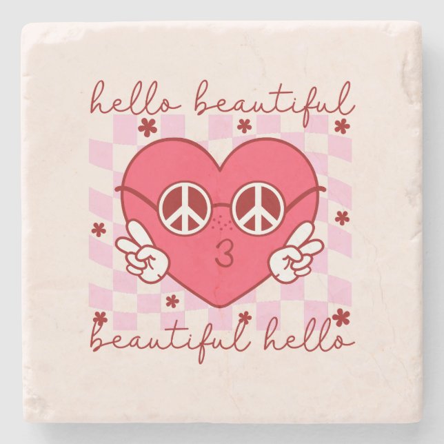 Hello Beautiful | Cute & Heartfelt Stone Coaster (Front)