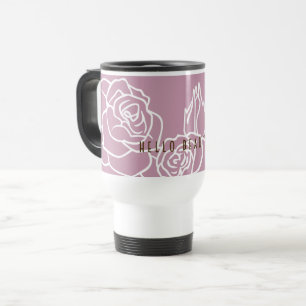 Hello Beautiful - Elegant Modern Pink Rose Travel Mug