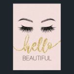Hello Beautiful Eyelashes Gold Typography Salon Poster<br><div class="desc">Hello Beautiful Eyelashes Gold Typography Beauty Salon Posters.</div>