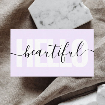 Hello Beautiful Girly Calligraphy Purple Business Card by CrispinStore at Zazzle