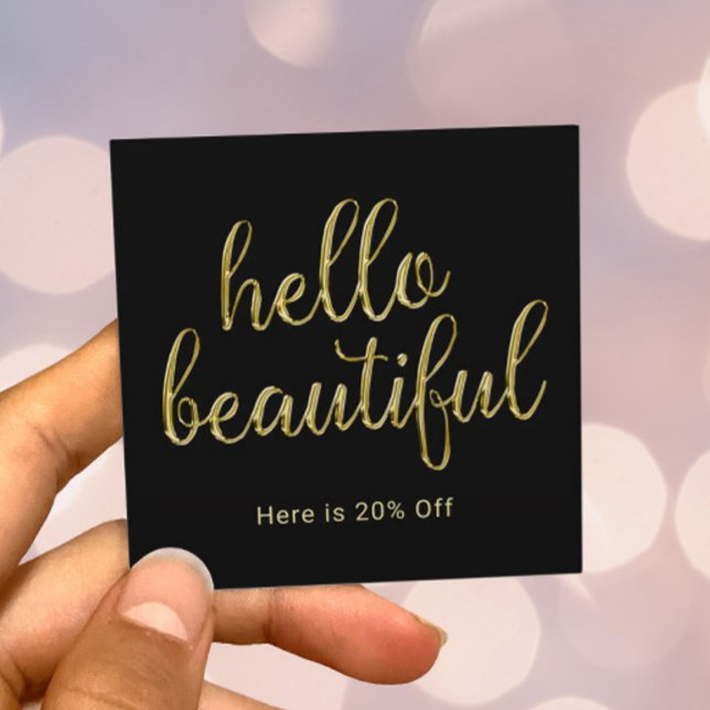 Hello Beautiful Gold Script Beauty Salon Referral Card (Creator Uploaded)