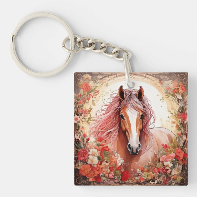Hello Beautiful Horse Keychain (Front)
