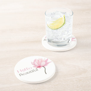 Hello Beautiful Lotus Flower Coaster