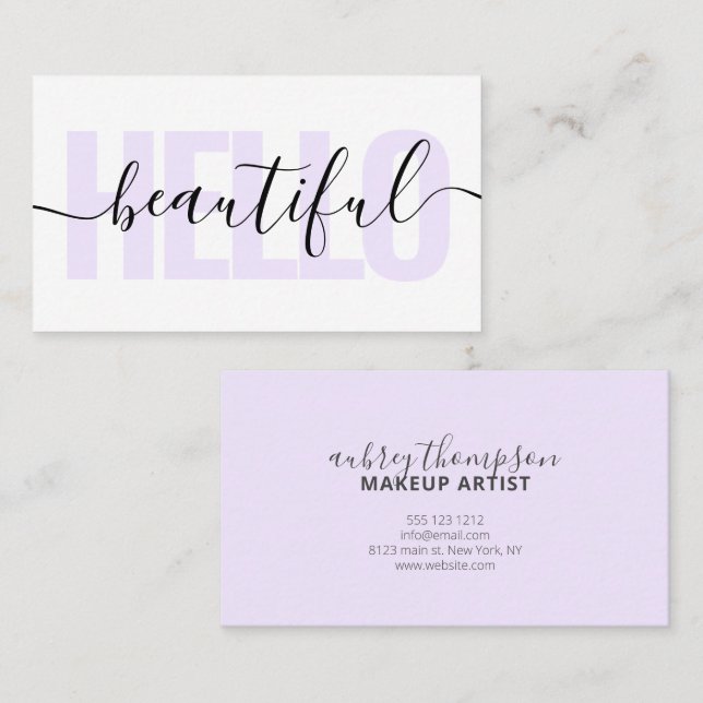 Hello Beautiful Minimalist Handwriting Calligraphy Business Card (Front/Back)