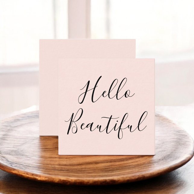 Hello Beautiful Modern Blush Pink Square Business Card (Creator Uploaded)