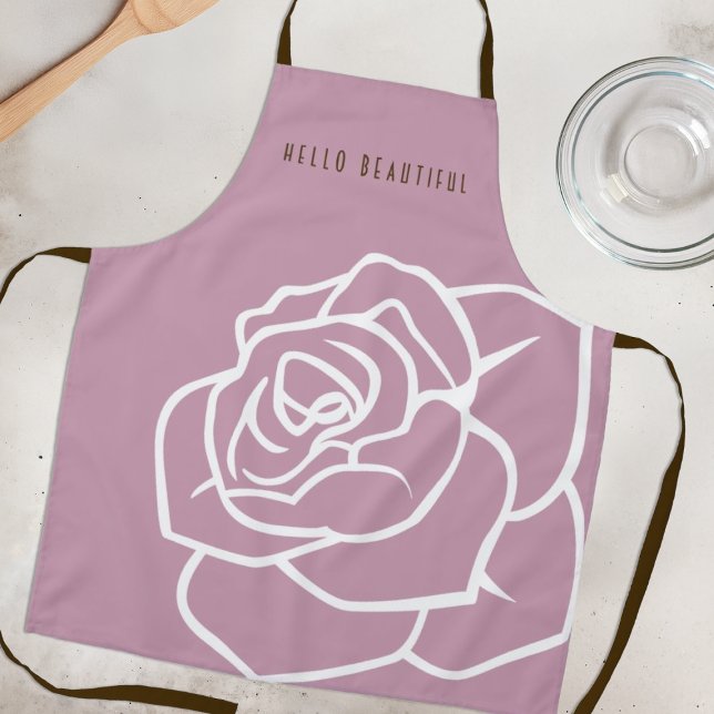 Hello Beautiful - Modern Chic Pink Rose Apron (Creator Uploaded)