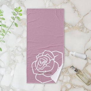 Hello Beautiful - Modern Chic Pink Rose Bath Towel Set