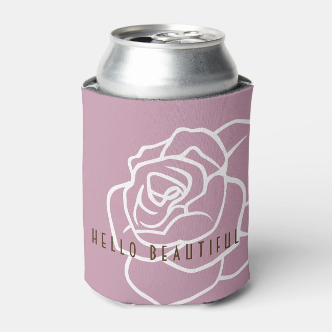 Hello Beautiful - Modern Chic Pink Rose Can Cooler