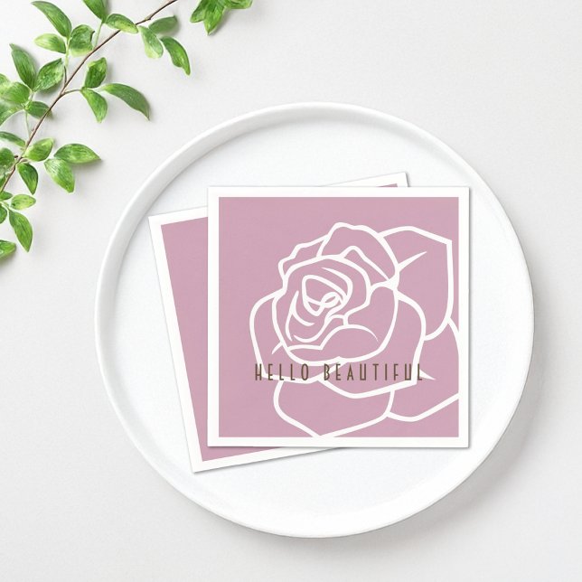 Hello Beautiful - Modern Chic Pink Rose Paper Napkins (Creator Uploaded)