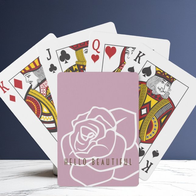 Hello Beautiful - Modern Chic Pink Rose Poker Cards (Creator Uploaded)
