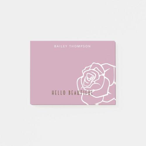 Hello Beautiful _ Modern Chic Pink Rose Post_it Notes