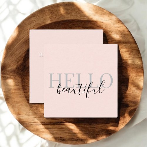 Hello Beautiful Modern Minimalist Square Business Card