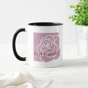 Hello Beautiful - Modern Pink Rose Coffee Mug