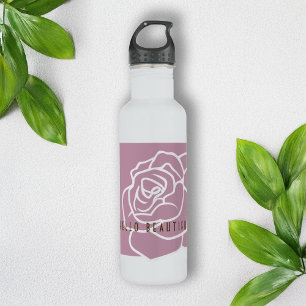 Hello Beautiful - Modern Pink Rose Custom Stainless Steel Water Bottle