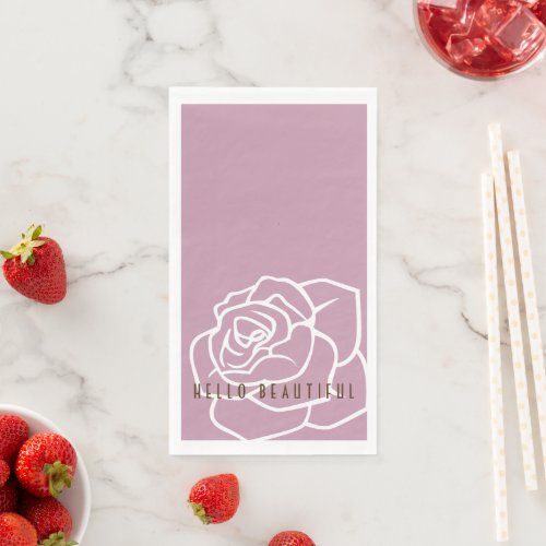 Hello Beautiful _ Modern Pink Rose Paper Guest Towels