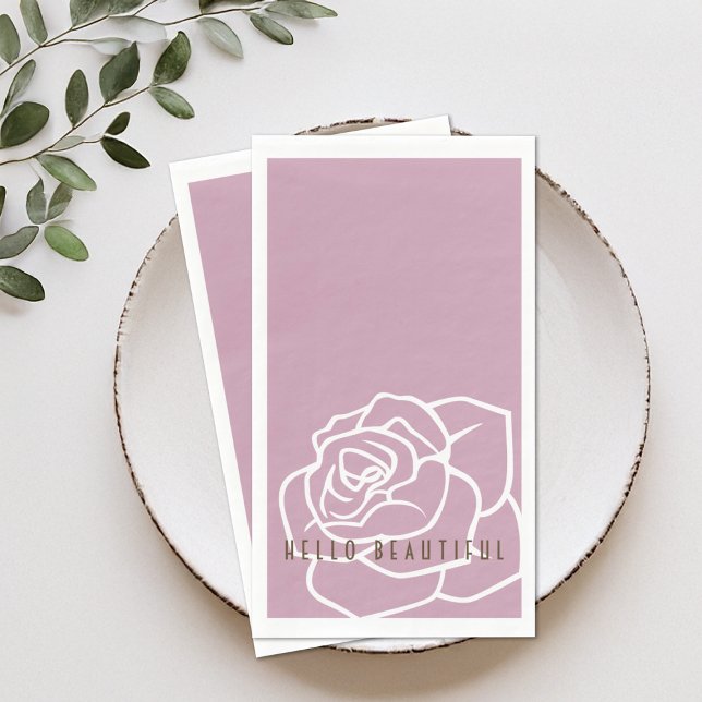 Hello Beautiful - Modern Pink Rose Paper Guest Towels (Creator Uploaded)