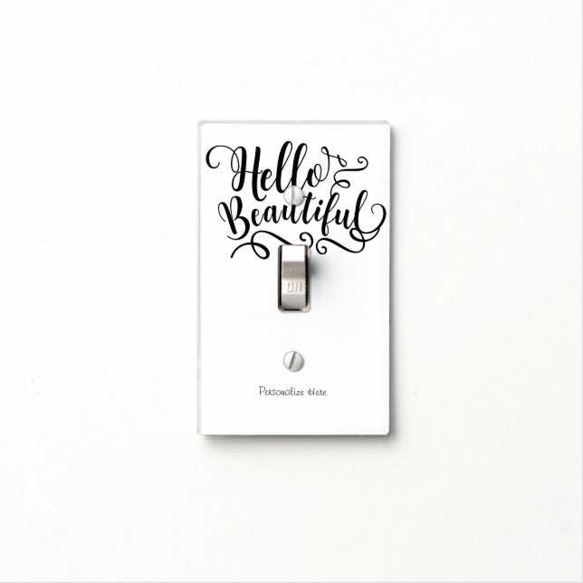 HELLO BEAUTIFUL Modern Typography Personalized Light Switch Cover (In Situ)