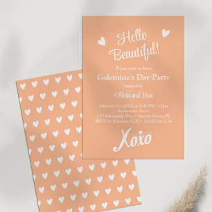 Hello Beautiful! Peach XOXO Galentine's Day Party Invitation