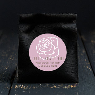 Hello Beautiful - Personalized Modern Pink Rose Classic Round Sticker