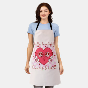 Hello Beautiful Pink Heart Apron