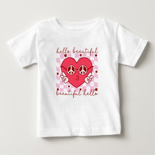 Hello Beautiful Pink Heart Baby T_Shirt