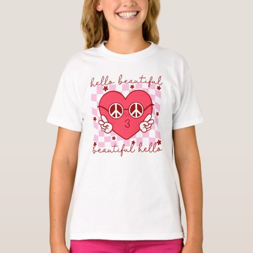 Hello Beautiful Pink Heart T_Shirt