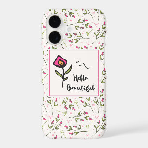 Hello Beautiful Pretty Pink Orange Wildlflower iPhone 17 Case