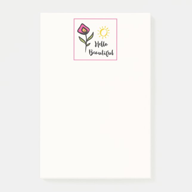 Hello Beautiful Pretty Wildlflowers and Sun Post-it Notes (Front)