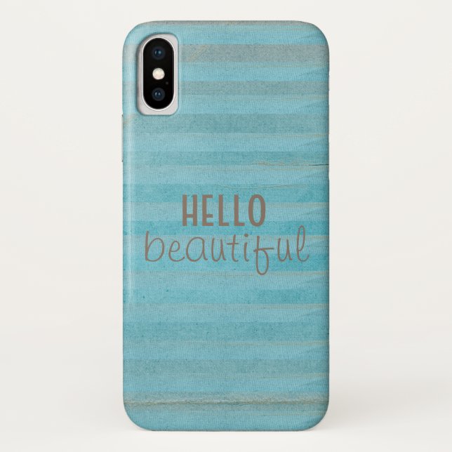 Hello Beautiful Quote Boho Striped Pattern Case-Mate iPhone Case (Back)