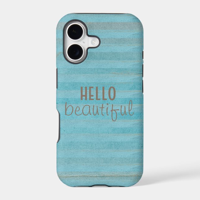 Hello Beautiful Quote Boho Striped Pattern Iphone Case (Back)