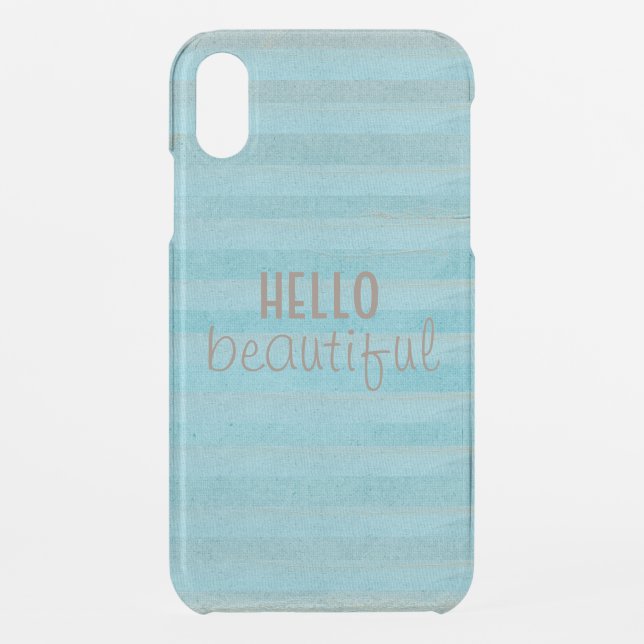 Hello Beautiful Quote Boho Striped Pattern Uncommon iPhone Case (Back)