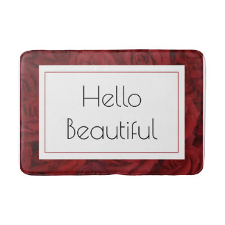 "Hello Beautiful" Red Rose Medium Bath Mat