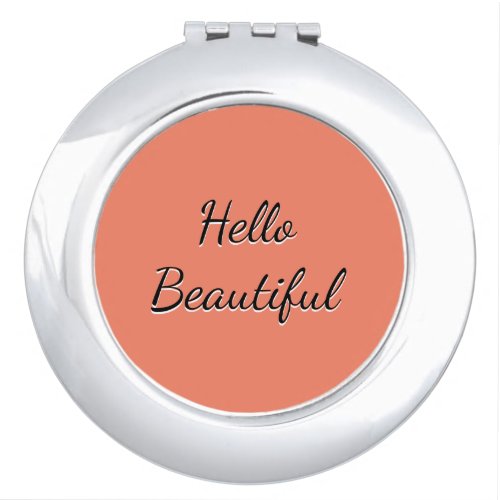 Hello Beautiful Salmon Compact Mirror