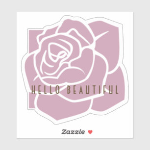 Hello Beautiful - Simple Modern Floral Pink Rose Sticker